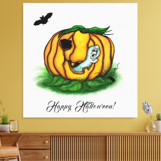 De geest van Halloween, Bat, Ghost en Spider Canvas Afdruk (Insitu (Woonkamer))
