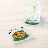 De geest van Halloween, Bat, Ghost en Spider Glazen Onderzetter (Schuin)