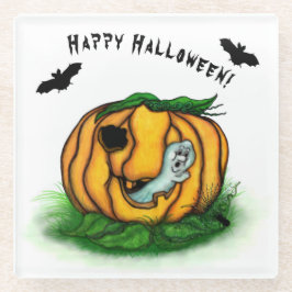 De geest van Halloween, Bat, Ghost en Spider Glazen Onderzetter