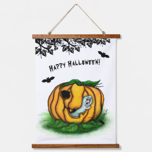 De geest van Halloween, Bat, Ghost en Spider Hangend Wandkleed