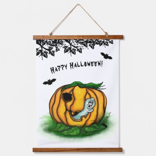 De geest van Halloween, Bat, Ghost en Spider Hangend Wandkleed (Voorkant)