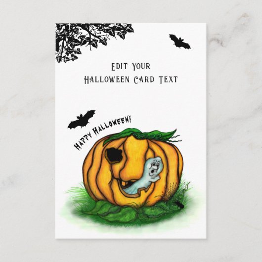 De geest van Halloween, Bat, Ghost en Spider Informatiekaartje (Voorkant)