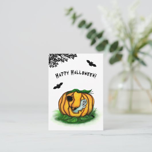 De geest van Halloween, Bat, Ghost en Spider Informatiekaartje (Staand voorkant)