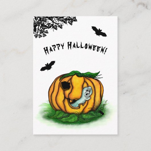 De geest van Halloween, Bat, Ghost en Spider Informatiekaartje (Voorkant)