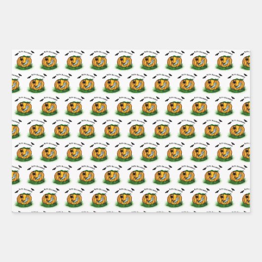 De geest van Halloween, Bat, Ghost en Spider Inpakpapier Vel (Voorkant 3)