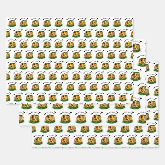 De geest van Halloween, Bat, Ghost en Spider Inpakpapier Vel (Set)