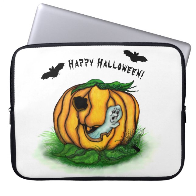 De geest van Halloween, Bat, Ghost en Spider Laptop Sleeve (Voorkant)