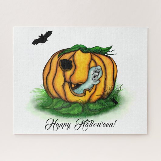 De geest van Halloween, Bat, Ghost en Spider Legpuzzel (Horizontaal)