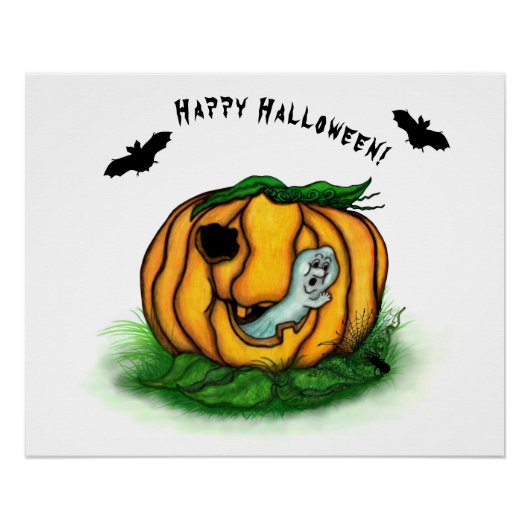 De geest van Halloween, Bat, Ghost en Spider Perfect Poster (Voorkant)