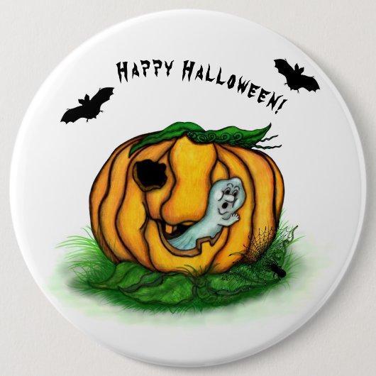 De geest van Halloween, Bat, Ghost en Spider Ronde Button 6,0 Cm (Voorkant)