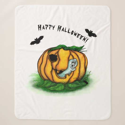 De geest van Halloween, Bat, Ghost en Spider Sherpa Deken (Voorkant)