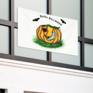 De geest van Halloween, Bat, Ghost en Spider Spandoek