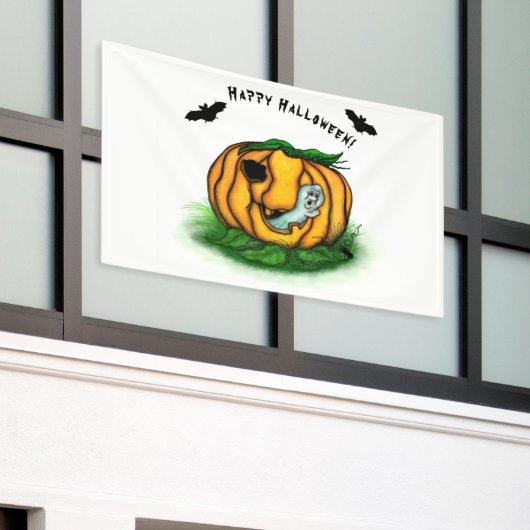 De geest van Halloween, Bat, Ghost en Spider Spandoek (Buitenkant Gebouw)