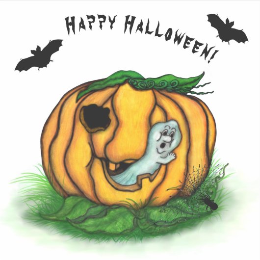 De geest van Halloween, Bat, Ghost en Spider Sticker (Voorkant)