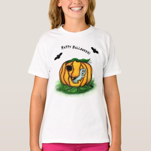 De geest van Halloween, Bat, Ghost en Spider T-shirt (Voorkant)