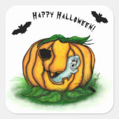 De geest van Halloween, Bat, Ghost en Spider Vierkante Sticker (Voorkant)