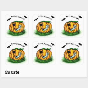 De geest van Halloween, Bat, Ghost en Spider Vierkante Sticker