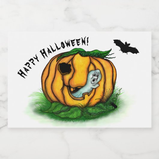 De geest van Halloween, Bat, Ghost en Spider Voedselcontainer Etiket (Enkel label)