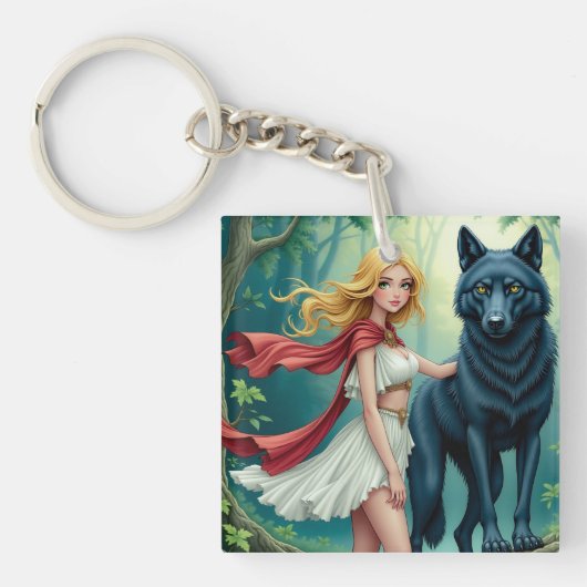 De Geest van het Woud: Harmonie met de Wolf Sleutelhanger (voorkant)