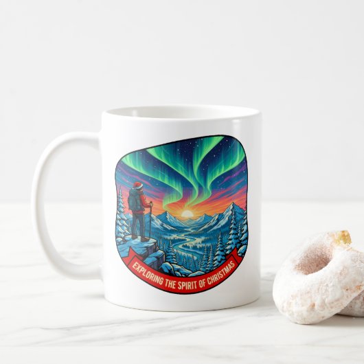 De geest van kerstkunst verkennen koffiemok (Met donut)