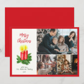 De Geest van Kerstmis Advent Kaarsen 3 Foto Rood Feestdagenkaart (Voorkant / Achterkant)