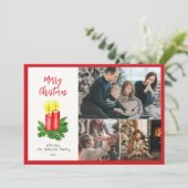 De Geest van Kerstmis Advent Kaarsen 3 Foto Rood Feestdagenkaart (Staand voorkant)