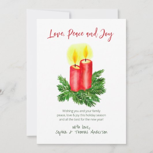 De Geest van Kerstmis Advent Kaarsen Vrede en vreu Feestdagenkaart (Voorkant)