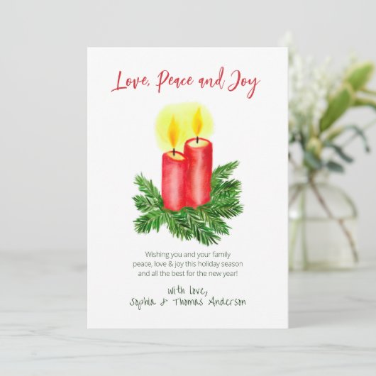 De Geest van Kerstmis Advent Kaarsen Vrede en vreu Feestdagenkaart (Staand voorkant)