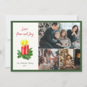 De Geest van Kerstmis Liefde Vrede & Joy 3 Foto Feestdagenkaart (Voorkant)