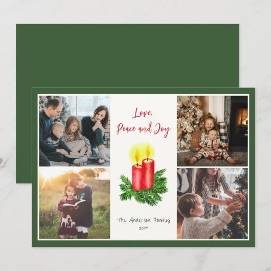 De Geest van Kerstmis Liefde Vrede & Joy 4 Foto Feestdagenkaart (Voorkant / Achterkant)