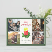 De Geest van Kerstmis Liefde Vrede & Joy 4 Foto Feestdagenkaart (Staand voorkant)