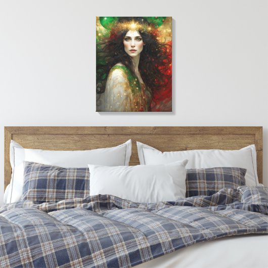 De Geest van Kerstmis Mooie Vrouw Canvas Afdruk (Insitu (Slaapkamer))