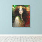 De Geest van Kerstmis Mooie Vrouw Canvas Afdruk (Insitu (Houten vloer))