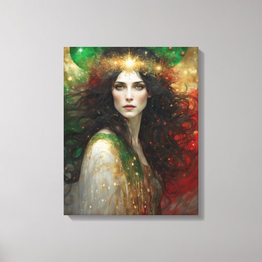 De Geest van Kerstmis Mooie Vrouw Canvas Afdruk (Voorkant)