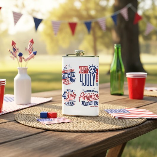 De geest van onafhankelijkheid op 4 juli heupfles