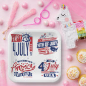 De geest van onafhankelijkheid op 4 juli papieren bordje (Feest)