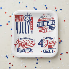 De geest van onafhankelijkheid op 4 juli papieren bordje