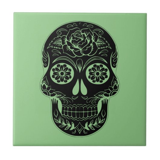 De geest van traditie en kunst - Sugar Skull Tegeltje (Voorkant)