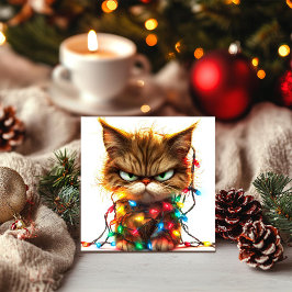 De gefrustreerde vakantiekat kerstkaart