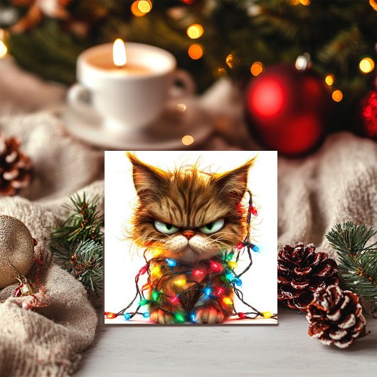 De gefrustreerde vakantiekat kerstkaart