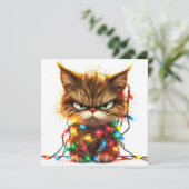 De gefrustreerde vakantiekat kerstkaart (Staand voorkant)