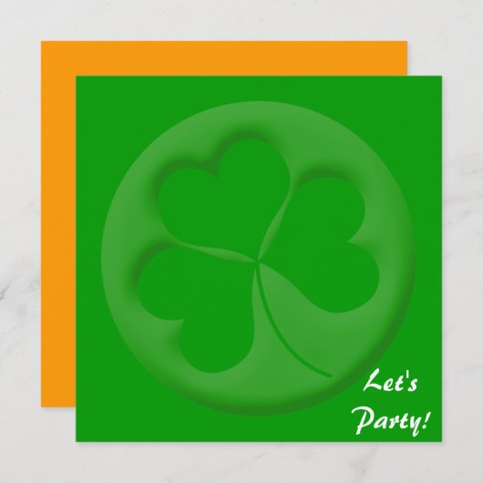 De gegraveerde Shamrock Invitation Sjabloon Kaart (Voorkant / Achterkant)