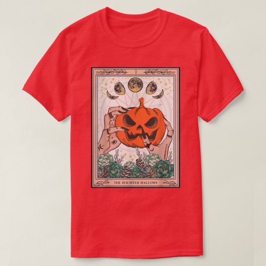 De gehakte hallows pompoen Tarot Kaart Witchcraft T-shirt (Design voorkant)