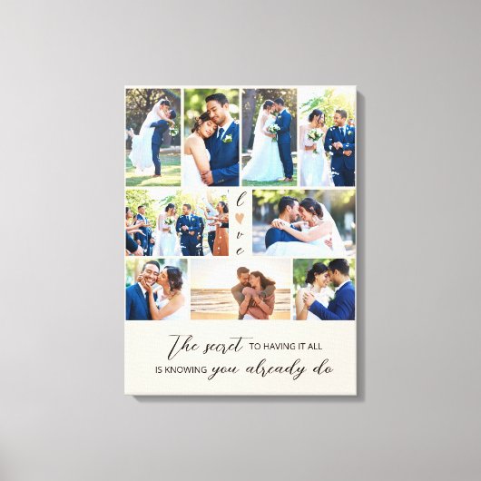 De geheime citaat Fotocollage 9 bruiloft Afbeeldin Canvas Afdruk (Voorkant)