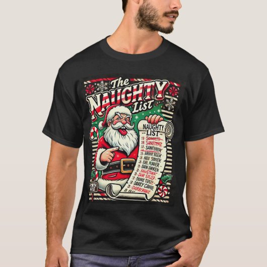 De geheime Santa Naughty-lijst met kerst Funny Sex T-shirt (Voorkant)