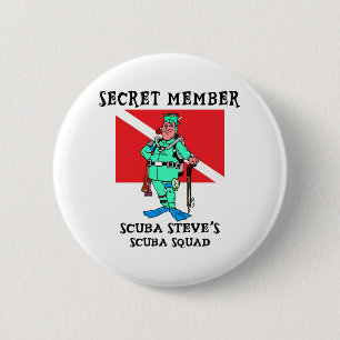 De geheime SCUBA-UITRUSTING Steve van het Lid Ronde Button 5,7 Cm