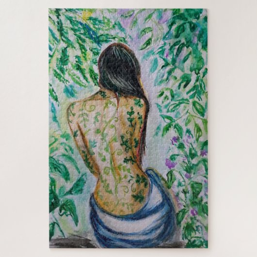 De geheime tuin Jigzaag Puzzle - Natuur vrouw Legpuzzel (Verticaal)