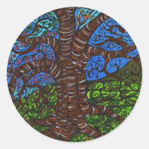 de gehele seizoenboom ronde sticker