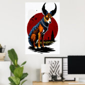 De gehoornde hond | AI Art Poster (Thuiskantoor)