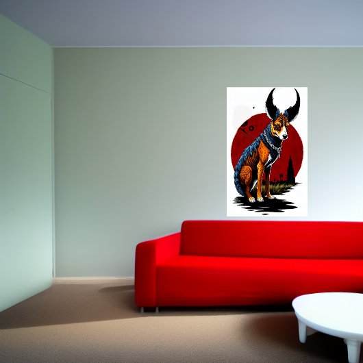 De gehoornde hond | AI Art Poster
